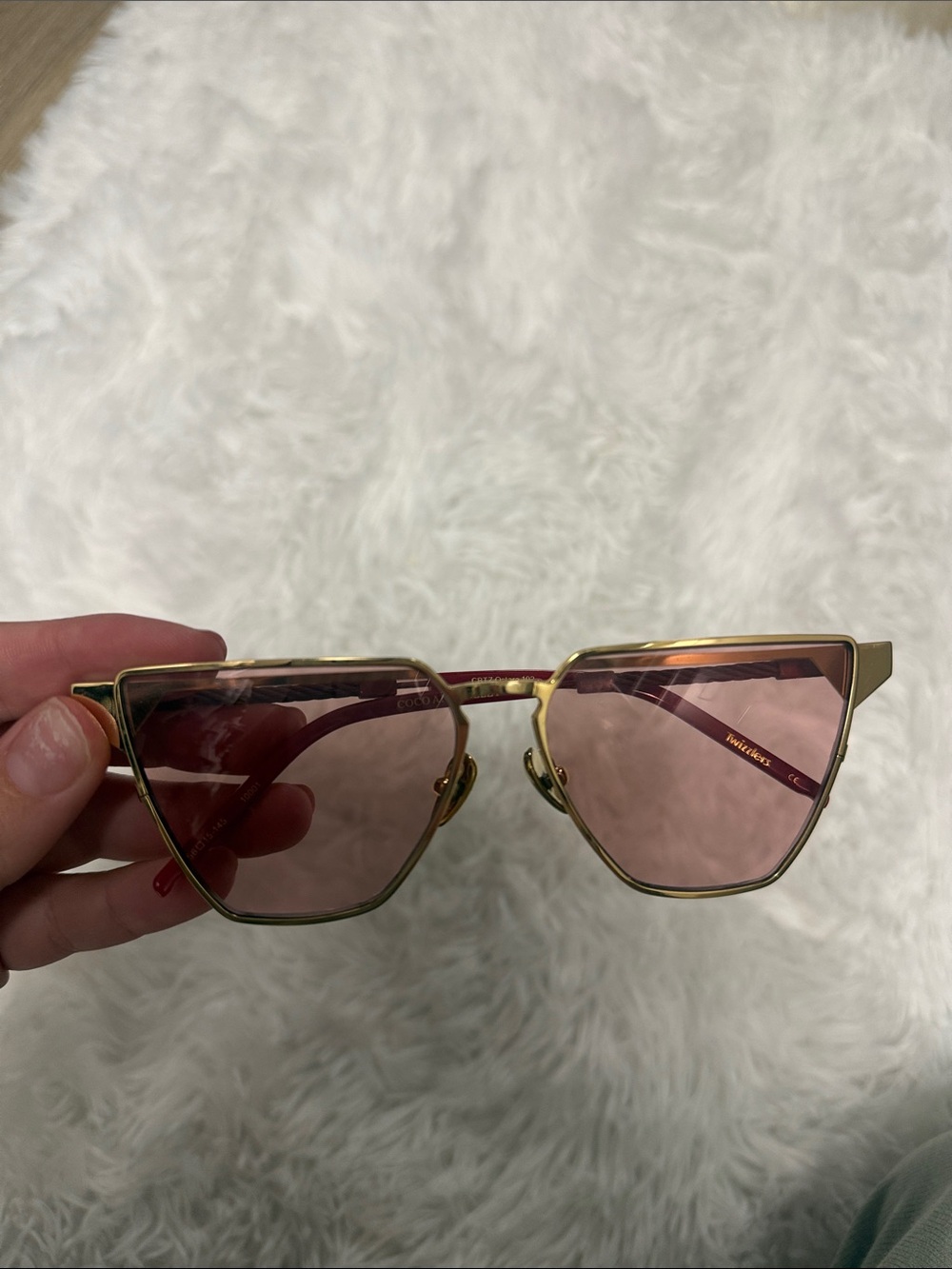 Coco and Breezy Gold Frame Pink Lens Angular Cat-Eye sunglasses special edition